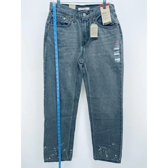 Levi's Jeans Grey Sz 27 Women’s Low Pro Straight Leg Mid Rise Paint Splatter New - Picture 7 of 9